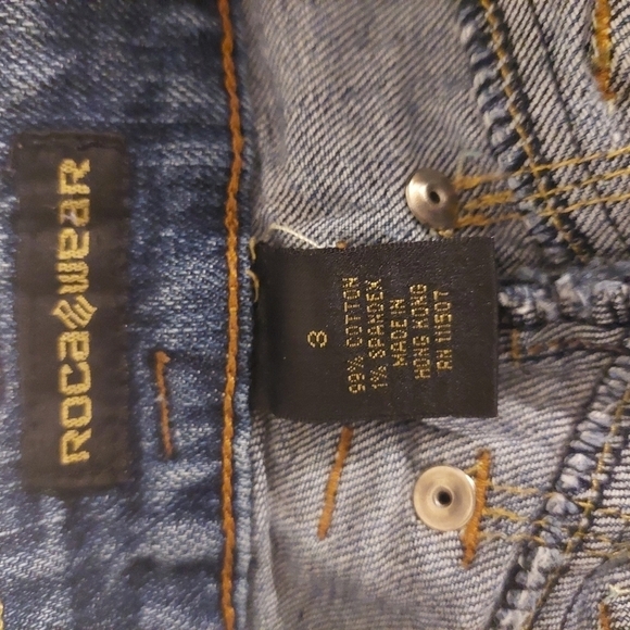 RocaWear Blue Jeans Flare Animal Print Pockets Size 3 Bootcut Coastal Cowgirl - Picture 6 of 11